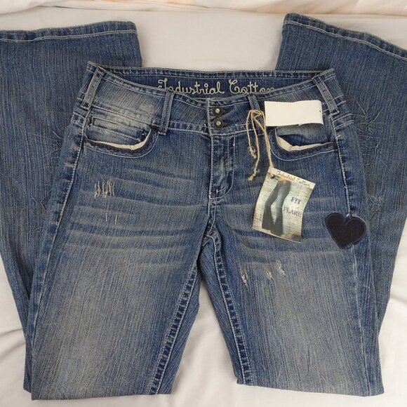 Y2K Vintage Sears Industrial Cotton Fit & Flare Juniors Jeans Size 9 - Picture 3 of 9
